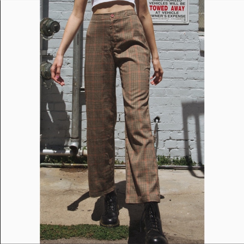 Brandy Melville Brown Plaid Pants